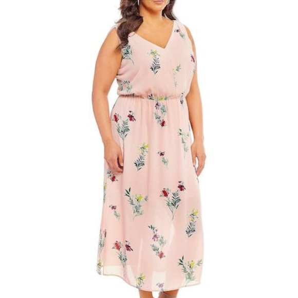 Vince Camuto Womens Pink Plus Size Tropical Garden Maxi Dress, Size 3X - Picture 1 of 3